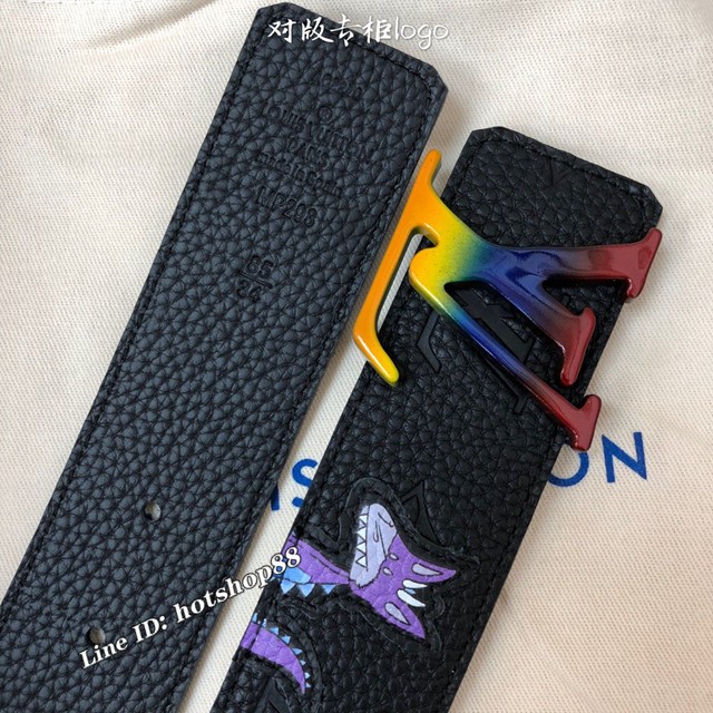 LV新款男士皮帶 路易威登驢家與六個公仔小夥伴的故事系列腰帶  jjp2767